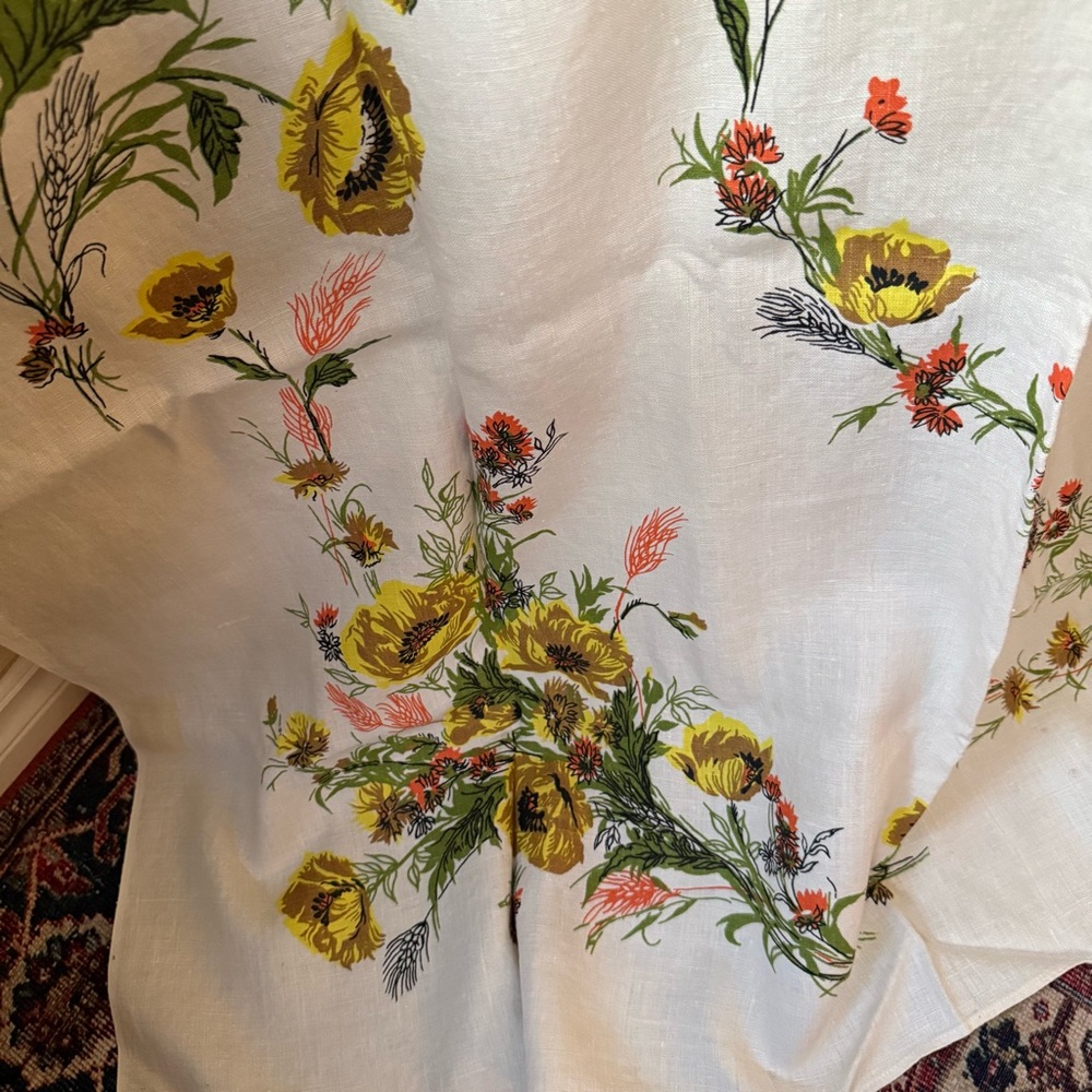 Vtg 1960s Cotton Irish Floral Linen - Picture 4 of 9